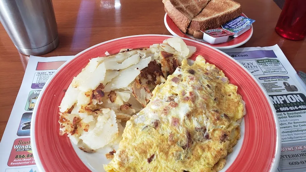 Meat Lovers 3 Egg Omelette Home Fries Black Coffee